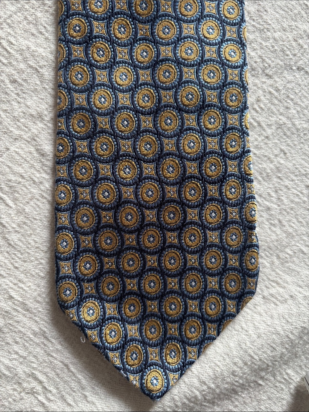 Brooks Brothers Blue and Gold Medallion Silk Tie